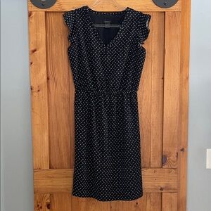 Ann Taylor Black and White Patterned Midi Dress